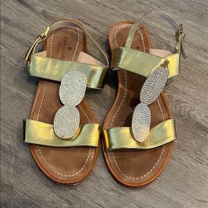Kate Spade Gold Sandals with Rhinestone Accents